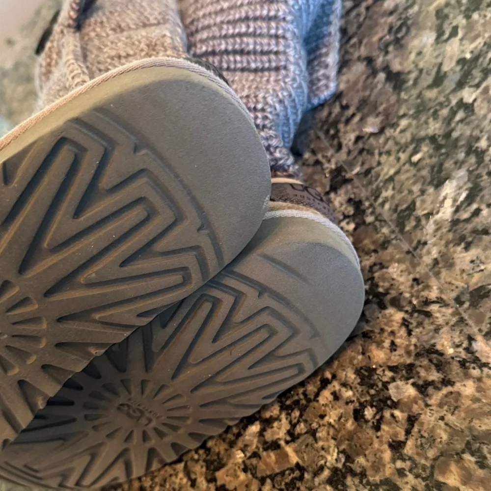 UGG Gray Knit cardy Button Boots 5.5